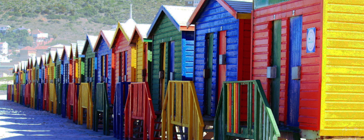 BUNTE HÄUSER STRAND MUIZENBERG - KAPSTADT EXCLUSIVE TOURS